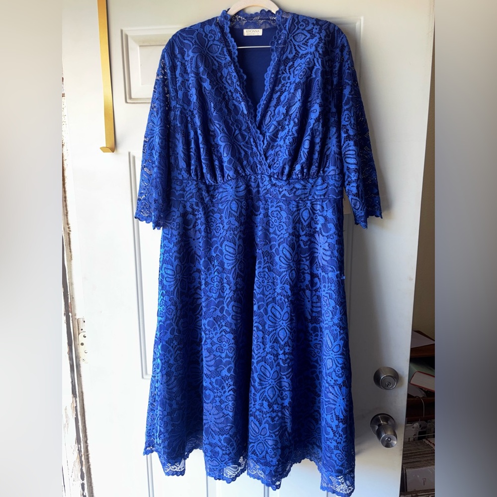 Kiyonna blue lace cocktail dress size 2X